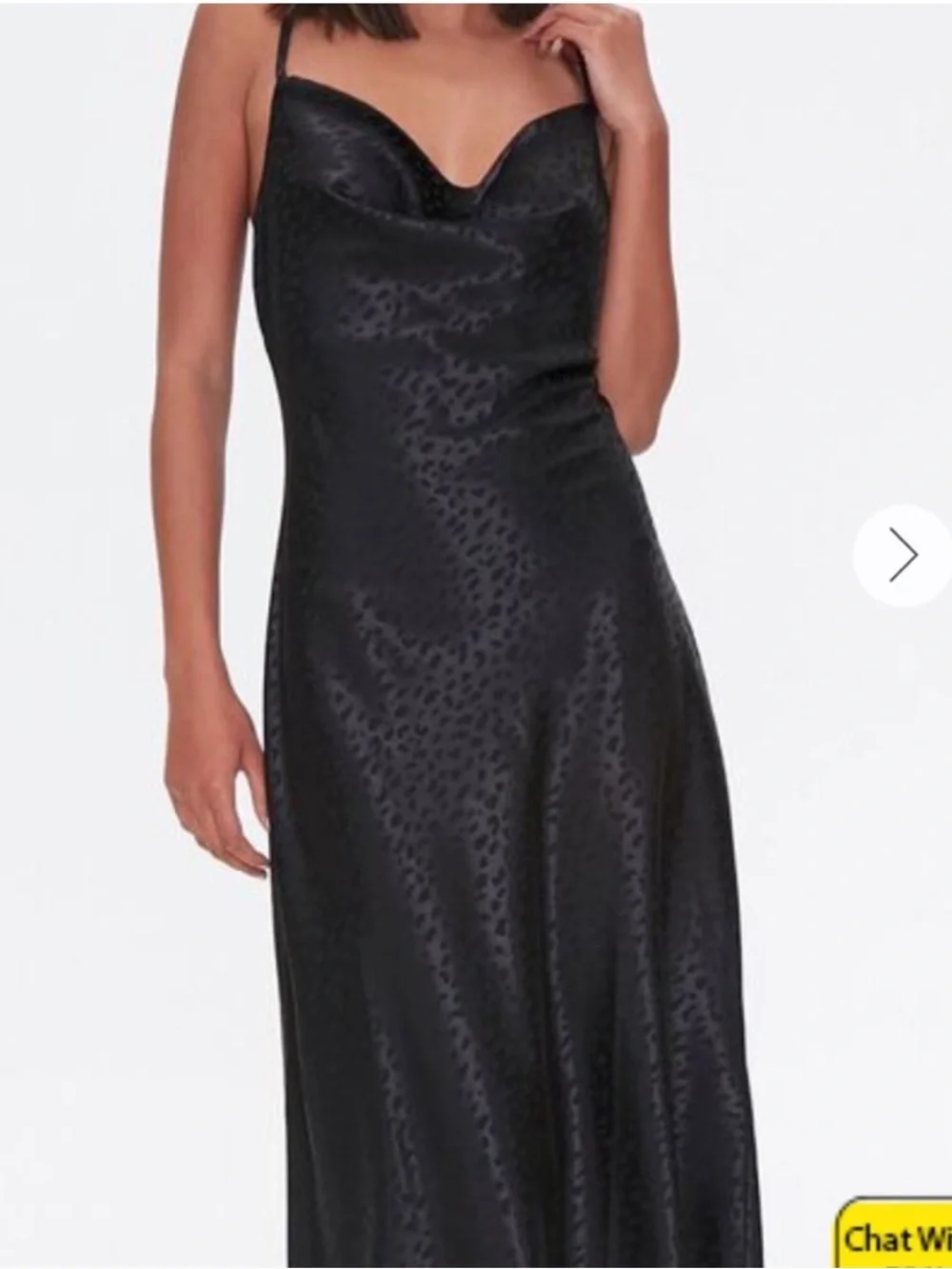 Forever 21 Satin Black Slip Dress with Subtle Leopard Jacquard
